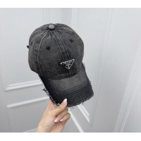 Best Quality Prada Denim Baseball Hat 0301 Black 2024