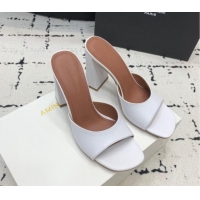 Sumptuous Amina Muaddi Brigitte High Heel Slide Sandals 9.5cm in Nappa Calfskin White 719117