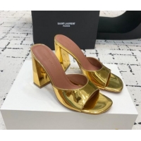 Sophisticated Amina Muaddi Brigitte High Heel Slide Sandals 9.5cm in Nappa Calfskin Gold 719120