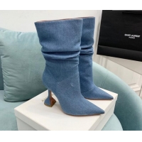 Big Discount Amina Muaddi Denim Medium Boots 9.5cm Medium Blue 903011