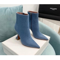 Good Quality Amina Muaddi Denim Ankle Boots 10cm Medium Blue 903015