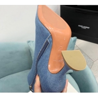 Good Quality Amina Muaddi Denim Ankle Boots 10cm Medium Blue 903015