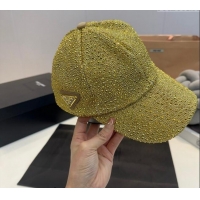 Fashion Discount Prada Crystals Allover Baseball Hat 0302 Gold Yellow 2024