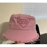 Top Design Prada Canvas Bucket Hat with Fringe 0302 Pink 2024