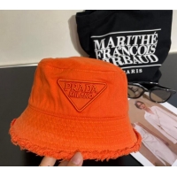 Cheapest Prada Canvas Bucket Hat with Fringe 0302 Orange 2024