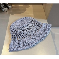 Good Looking Prada Crochet Straw Bucket Hat 0403 Grey 2024