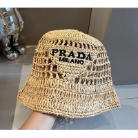 Market Sells Prada Crochet Straw Bucket Hat 0403 Beige 2024