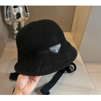 Buy Cheapest Prada Knit Bucket Hat 0514 Black 2024