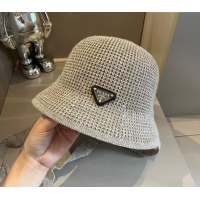 Top Design Prada Knit Bucket Hat 0514 Grey 2024