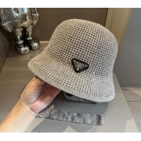 Top Design Prada Knit Bucket Hat 0514 Grey 2024