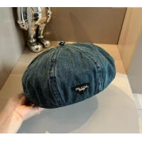 New Fashion Prada Blue Denim Beret Hat 0822 2024