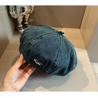 New Fashion Prada Blue Denim Beret Hat 0822 2024