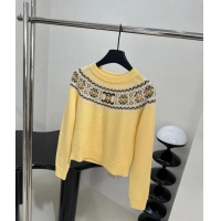 ​Well Crafted Celine Crew Neck Sweater In Triomphe Fair Isle Wool CE8946 Yellow