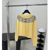 ​Well Crafted Celine Crew Neck Sweater In Triomphe Fair Isle Wool CE8946 Yellow