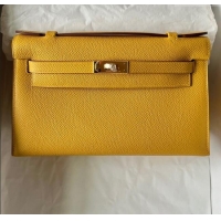 Promotional Hermes Mini Kelly Pochette Bag 22cm in Epsom Leather H022 9D Amber Yellow/Gold 2024 (Full Handmade)