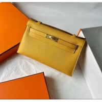 Promotional Hermes Mini Kelly Pochette Bag 22cm in Epsom Leather H022 9D Amber Yellow/Gold 2024 (Full Handmade)