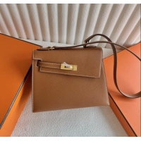 Market Sells Hermes Limited Edition Kelly en Desordre Mini 20 Bag in Epsom Leather K20 Brown/Gold 2024 (Half Handmade)