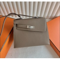 Best Price Hermes Limited Edition Kelly en Desordre Mini 20 Bag in Epsom Leather K20 Etoupe/Silver 2024 (Half Handmade)