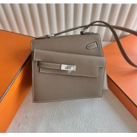 Best Price Hermes Limited Edition Kelly en Desordre Mini 20 Bag in Epsom Leather K20 Etoupe/Silver 2024 (Half Handmade)