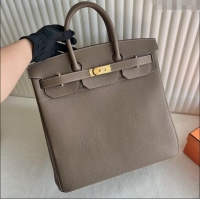 Reasonable Price Hermes Hac Birkin 40 Bag in Togo Leather H40 Etoupe/Gold 2024 (Half Handmade)