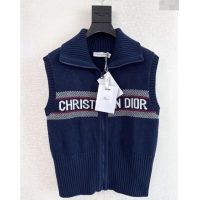 Pretty Style Dior Logo Knit Vest with Zip 1025 Dark Blue 2024