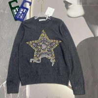 Low Cost Dior Star Embroidered Sweater 1025 Grey 2024