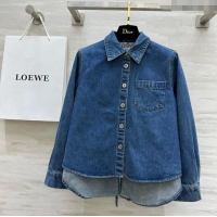 Top Quality Loewe Denim A-Shaped Shirt with Back Laces 1025 Blue 2024