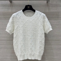 Good Product Chanel Quilted Knit Top 1025 White 2024