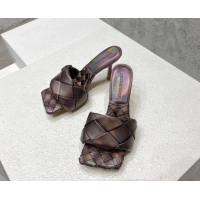 Perfect Bottega Veneta Lido Heel Slide Sandals 9.5cm in Intrecciato Leather Bronze 430179