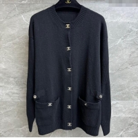 ​Buy Classic Chanel Cashmere Cardigan CH102907 Black 2024 Top