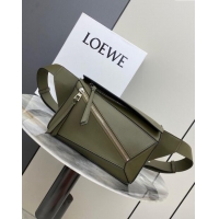 Promotional Loewe Small Puzzle Bumbag in Classic Calfskin 10176 Olive Green 2024