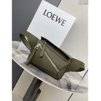 Reasonable Price Loewe Mini Puzzle Bumbag in Classic Calfskin 10177 Olive Green 2024