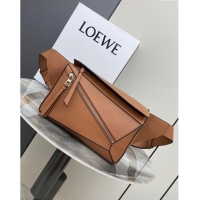 Shop Grade Loewe Small Puzzle Bumbag in Classic Calfskin 10176 Tan Brown 2024