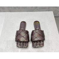 1:1 aaaaa Bottega Veneta Lido Flat Slide Sandals in Intrecciato Leather Bronze 430194