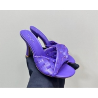 Charming Bottega Veneta Blink Heel Slide Sandals 9.5cm in Intrecciato Leather Purple 629033