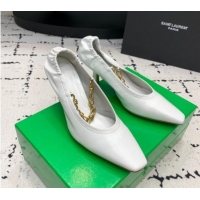 Classic Hot Bottega Veneta Sharp Chain Pumps 6cm in Shiny Crinkled leather White 719067