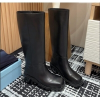 ​Fashion Discount Prada Leather High Boots 1W746N Black 2024