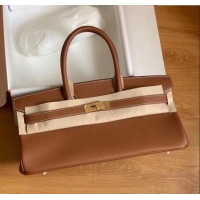 Well Crafted Hermes Shoulder Birkin 42 JPG Bag in Togo Leather H042 Brown/Gold 2024 (Half Handmade)