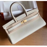 Grade Quality Hermes Shoulder Birkin 42 JPG Bag in Togo Leather H042 Milk Shake White/Gold 2024 (Half Handmade)