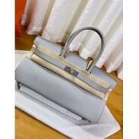 Top Design Hermes Shoulder Birkin 42 JPG Bag in Togo Leather H042 Pearl Grey/Silver 2024 (Half Handmade)