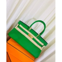 Well Crafted Hermes Shoulder Birkin 42 JPG Bag in Togo Leather H042 Green/Gold 2024 (Half Handmade)