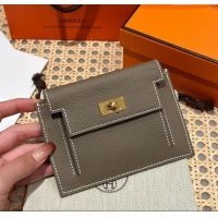 Market Sells Hermes Kelly Pocket Compact Wallet in Epsom Leather H0010 Etoupe/Gold 2024 (Half Handmade)