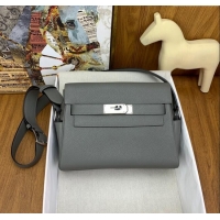 New Cheap Hermes Kelly Messenger Bag in Original Evercolor Leather H0019 Could Grey/Silver 2024 (Full Handmade)