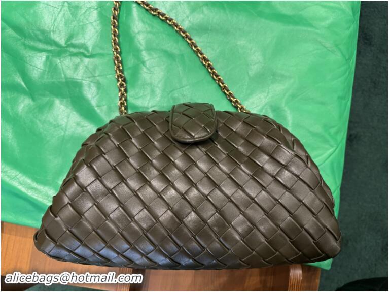 New Style Bottega Veneta Teen Lauren 1980 Clutch With Chain in Intrecciato Leather 785807 Fondant Brown 2024