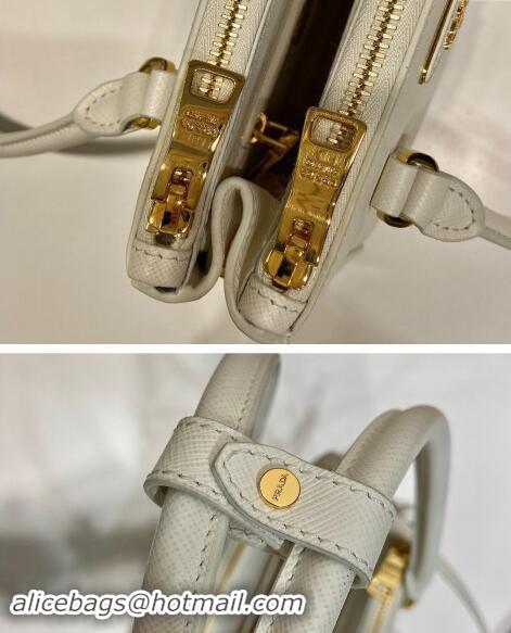 Buy Cheapest Prada Galleria Saffiano leather mini-bag 1BA906 White 2024