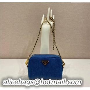 Promotional Prada Small Denim Shoulder Bag 1NS695 Blue 2024