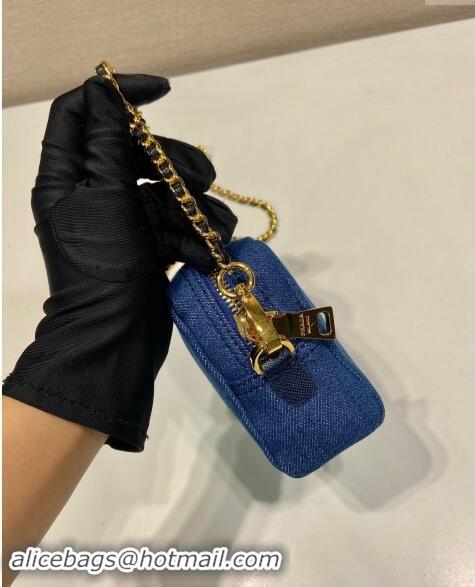 Promotional Prada Small Denim Shoulder Bag 1NS695 Blue 2024