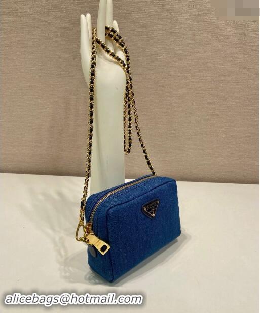 Promotional Prada Small Denim Shoulder Bag 1NS695 Blue 2024