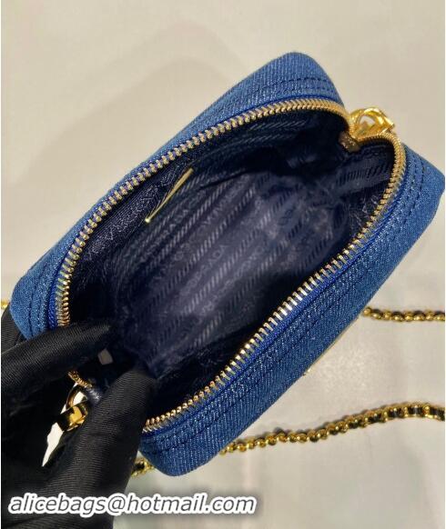 Promotional Prada Small Denim Shoulder Bag 1NS695 Blue 2024