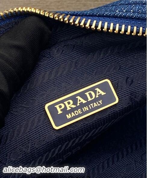 Promotional Prada Small Denim Shoulder Bag 1NS695 Blue 2024